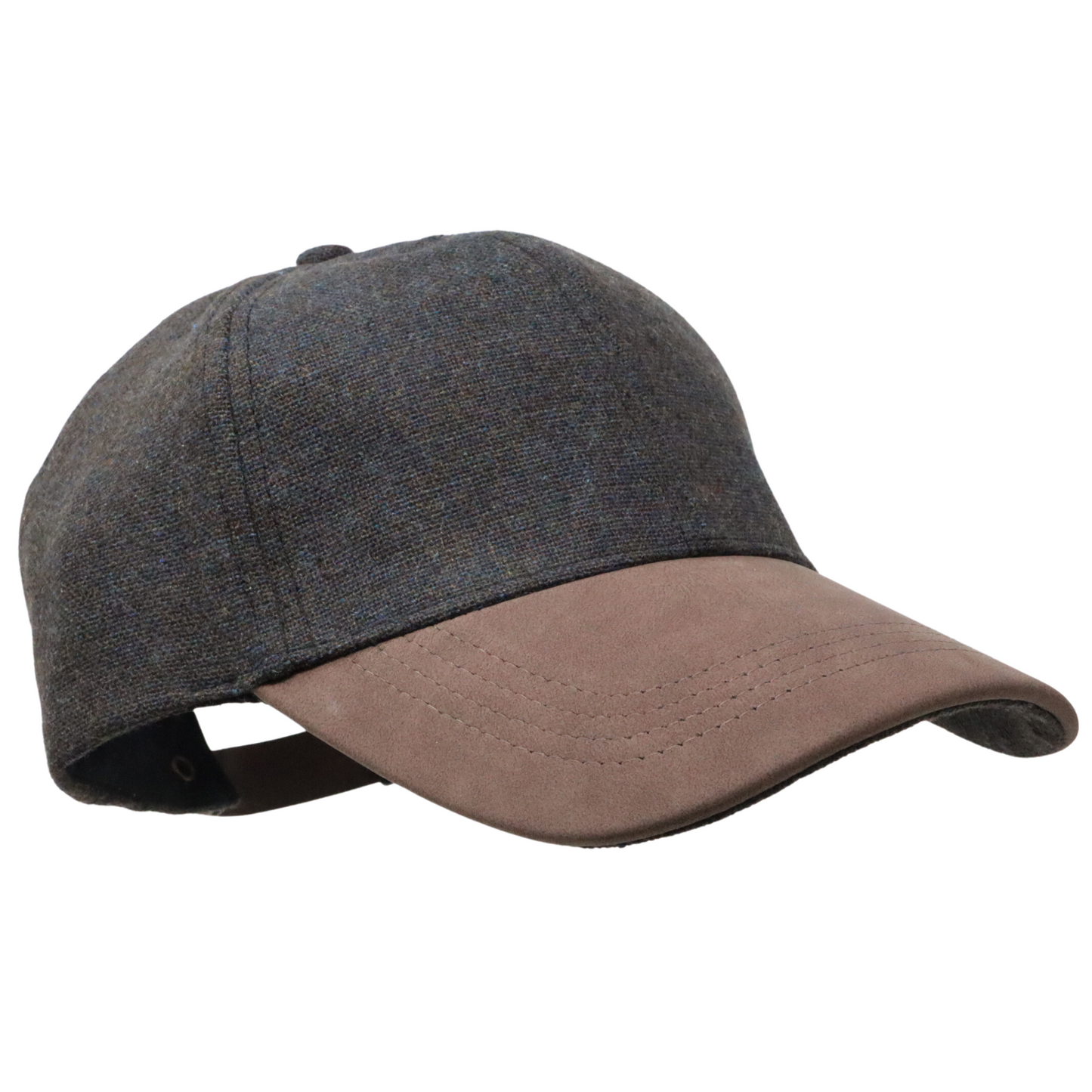 Plain Tweed Baseball Cap with Suede Peak