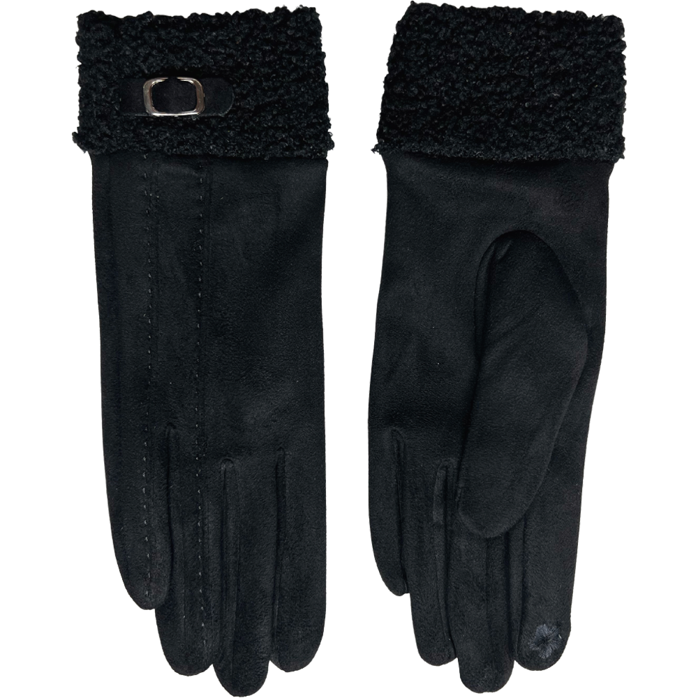 Faux Sheep Fur Buckle Gloves with Buckle