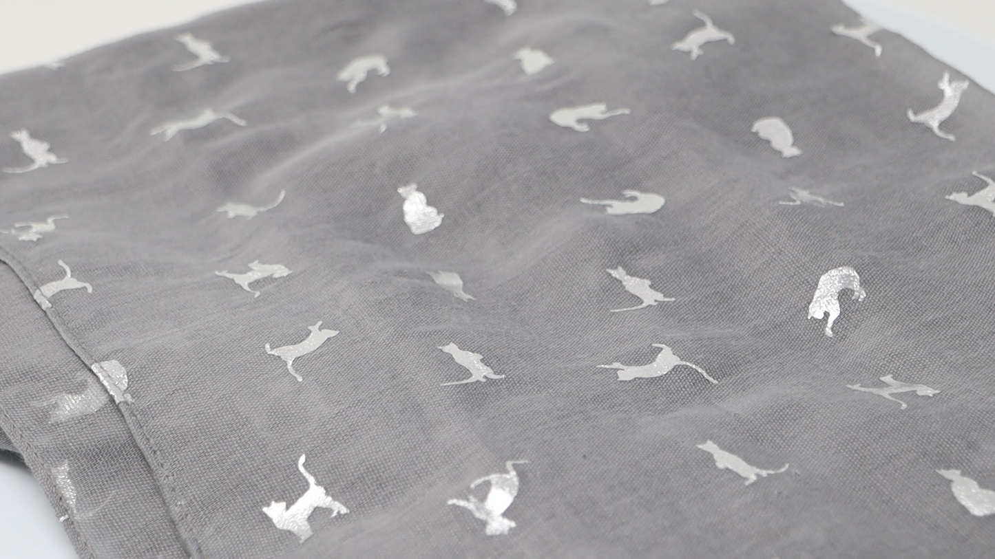 Cat Foil Print Lightweight Scarf