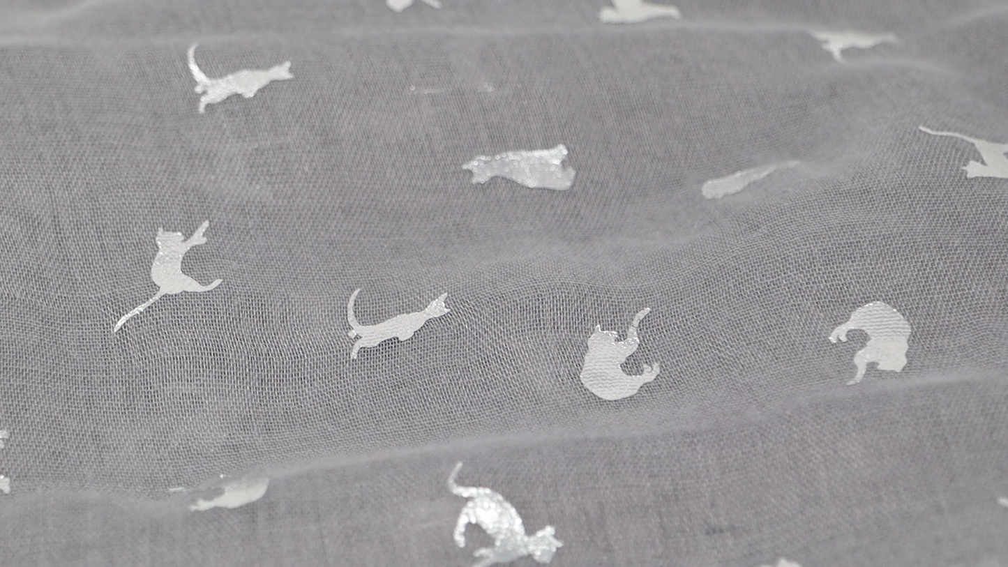 Cat Foil Print Lightweight Scarf