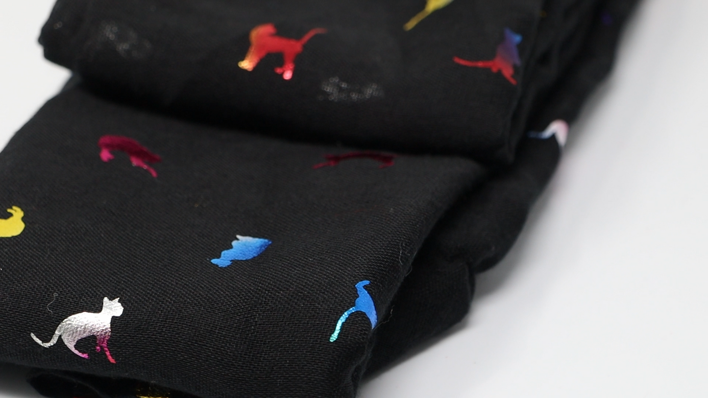 Cat Foil Print Lightweight Scarf
