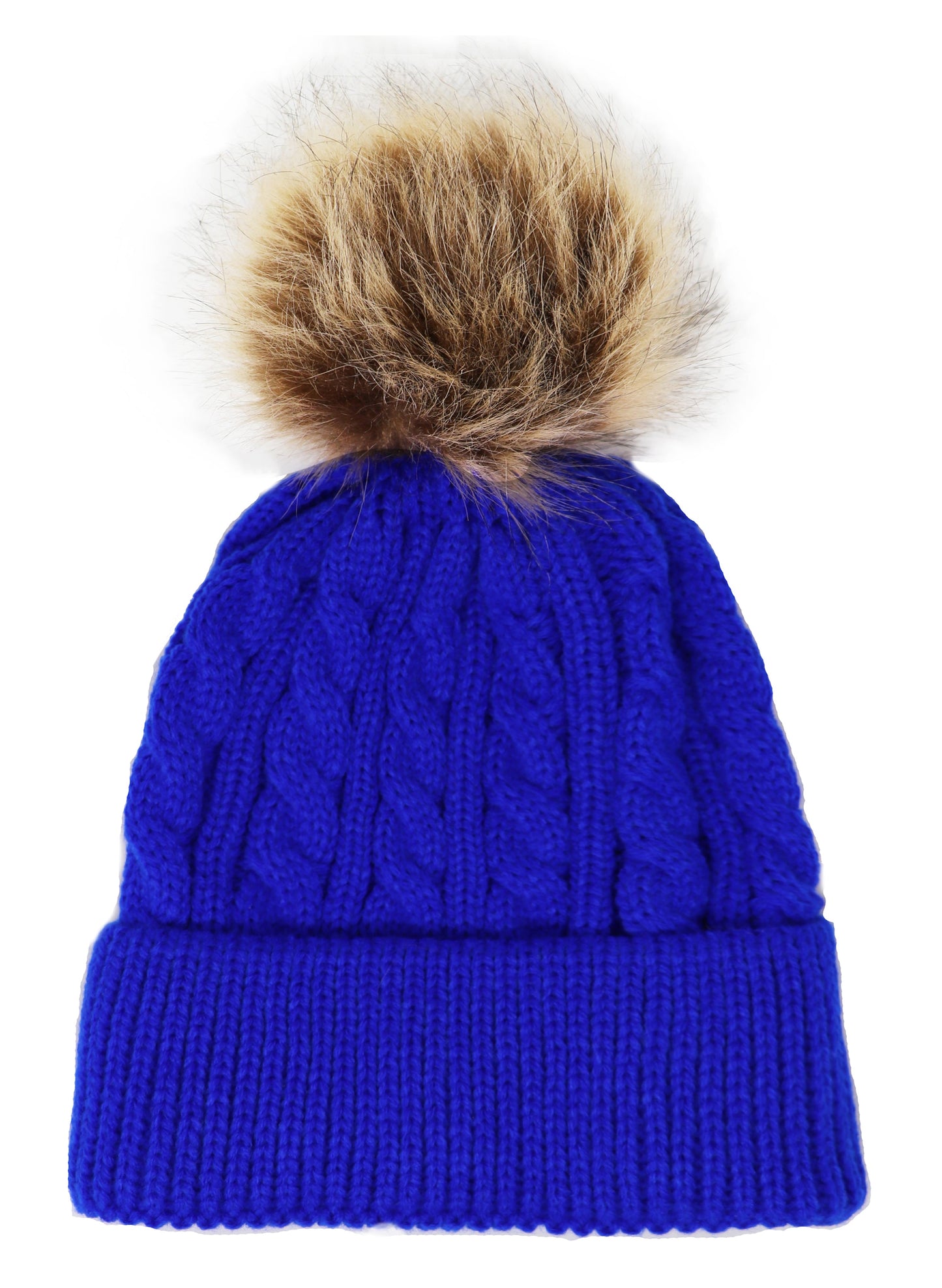 Kids Cable Knitted Pom Pom Hat