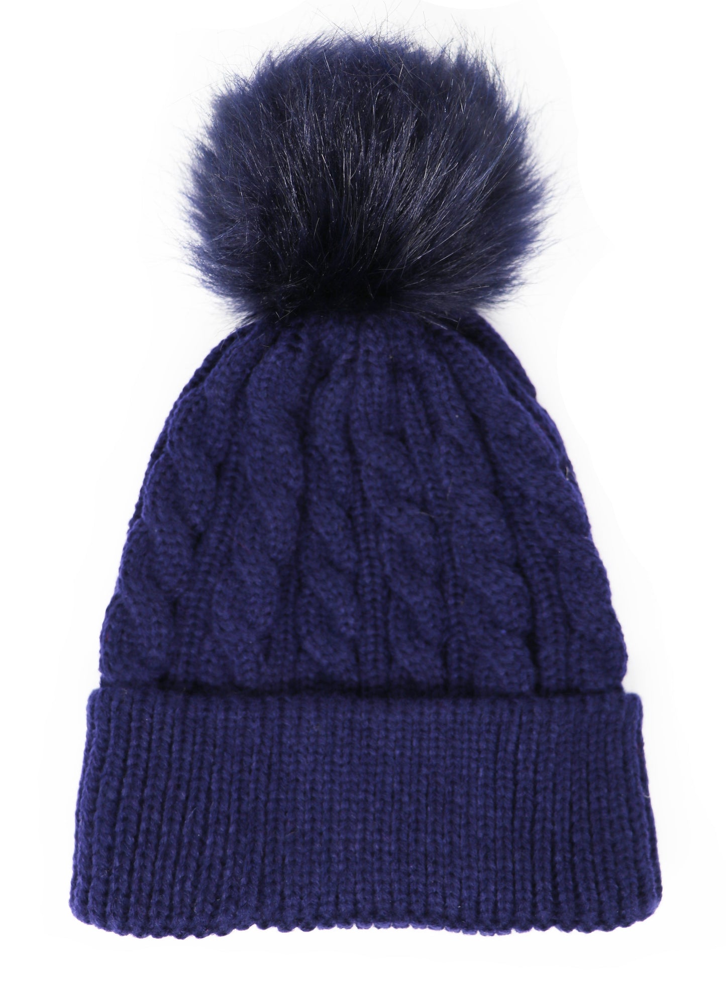 Kids Cable Knitted Pom Pom Hat