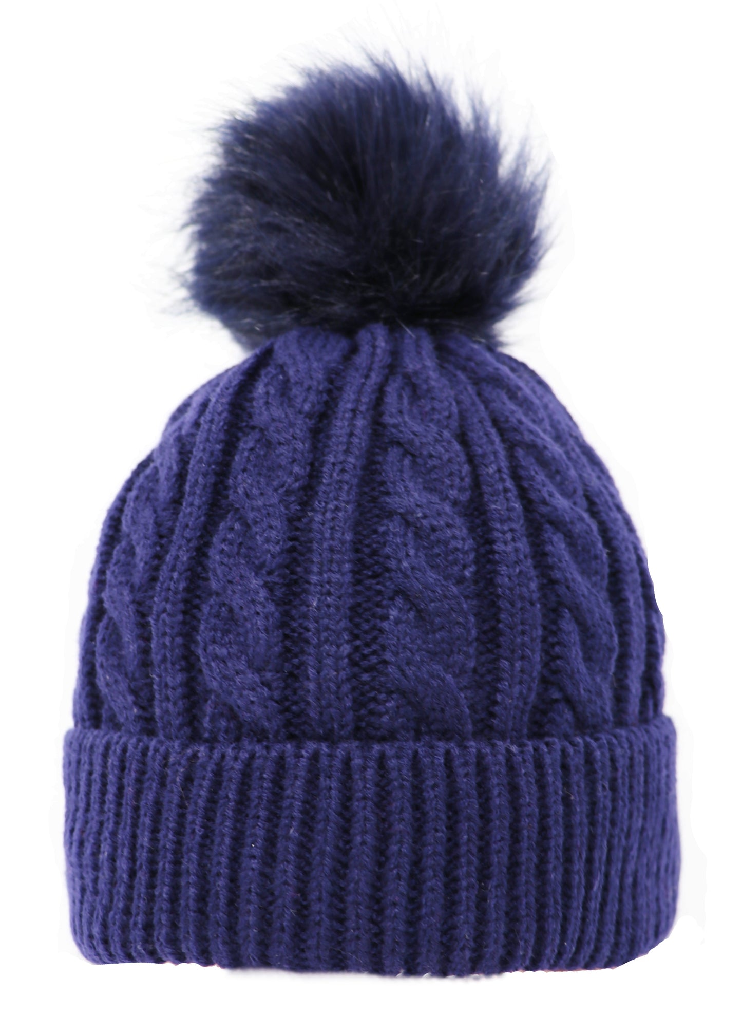 Kids Cable Knitted Pom Pom Hat