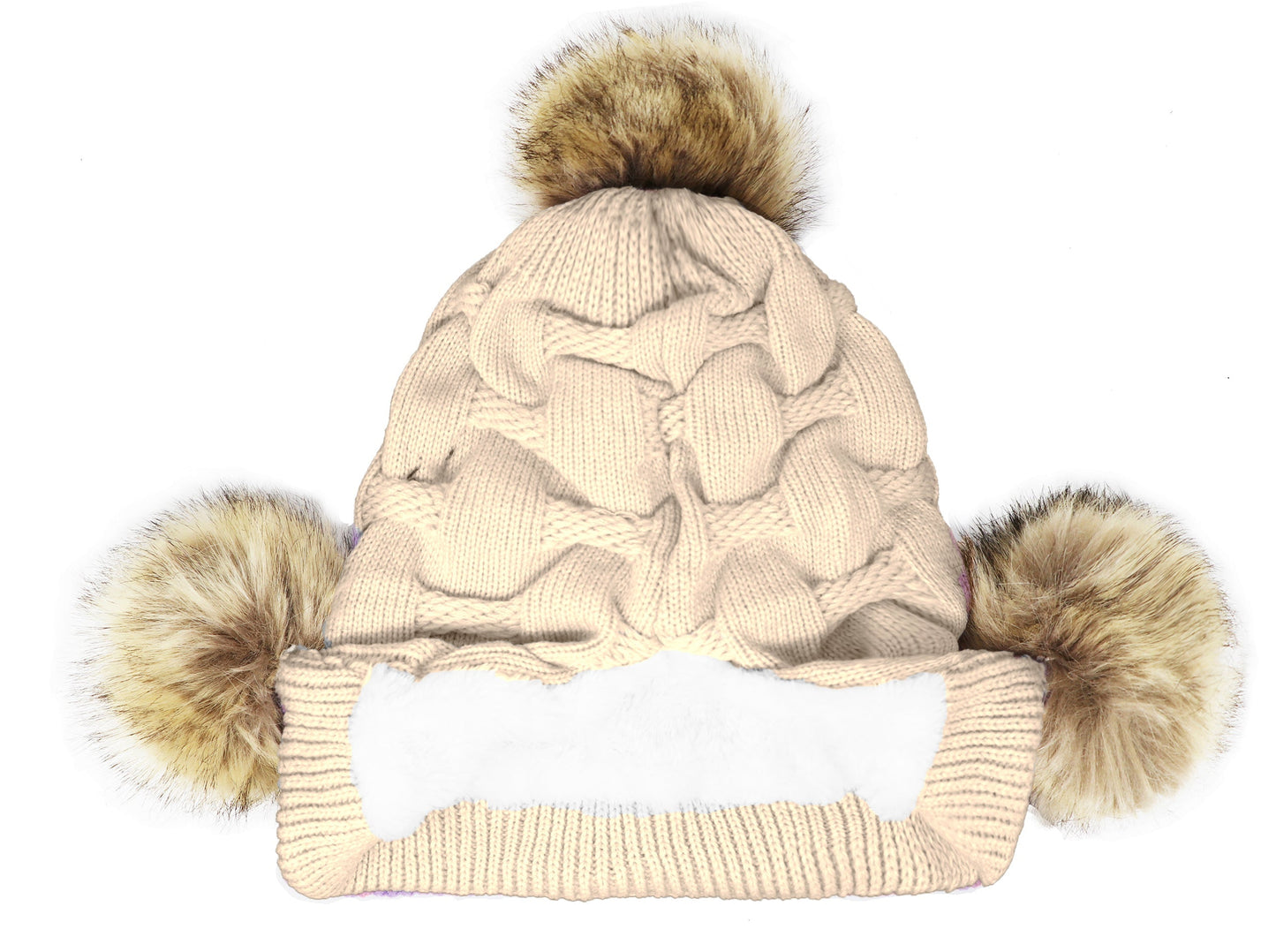 Scrunched Winter Pom Pom Knitted hat, One Size