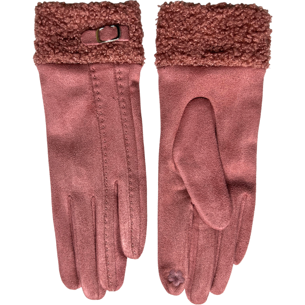 Faux Sheep Fur Buckle Gloves with Buckle