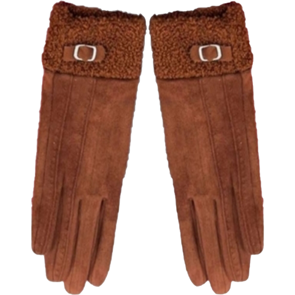 Faux Sheep Fur Buckle Gloves with Buckle