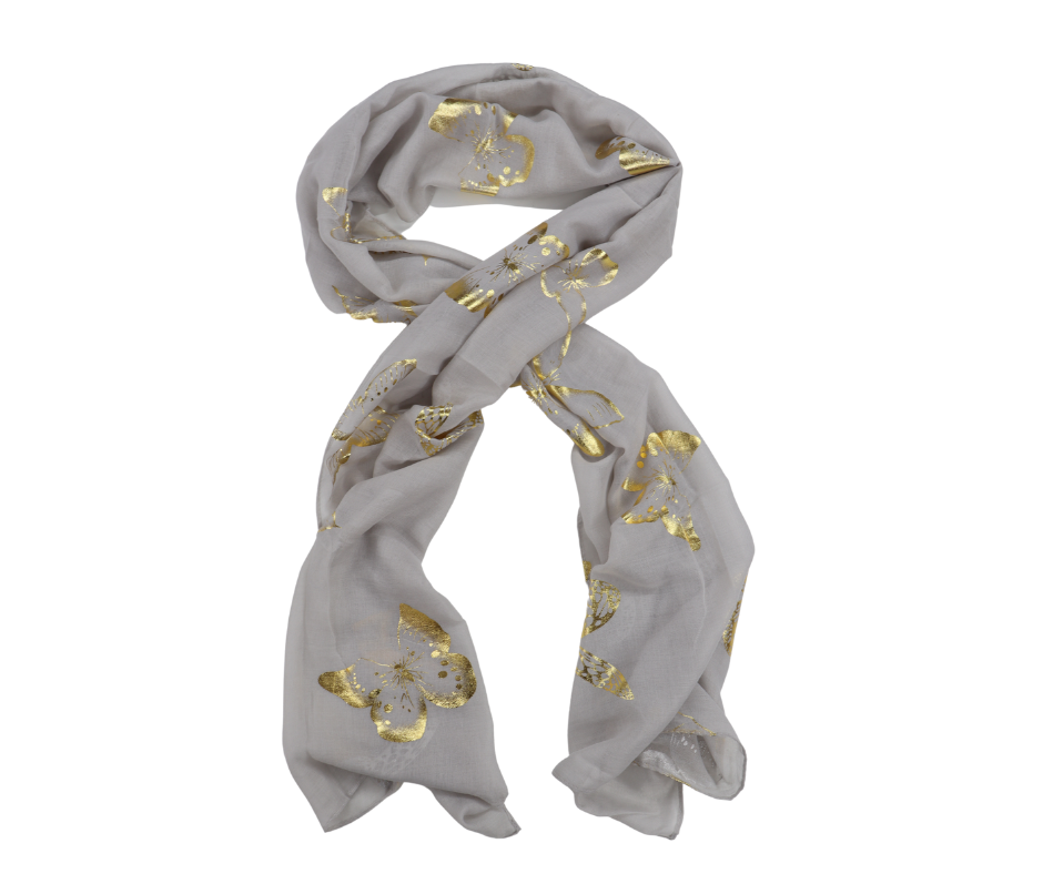 Butterfly Foil Print Scarf Various Colours